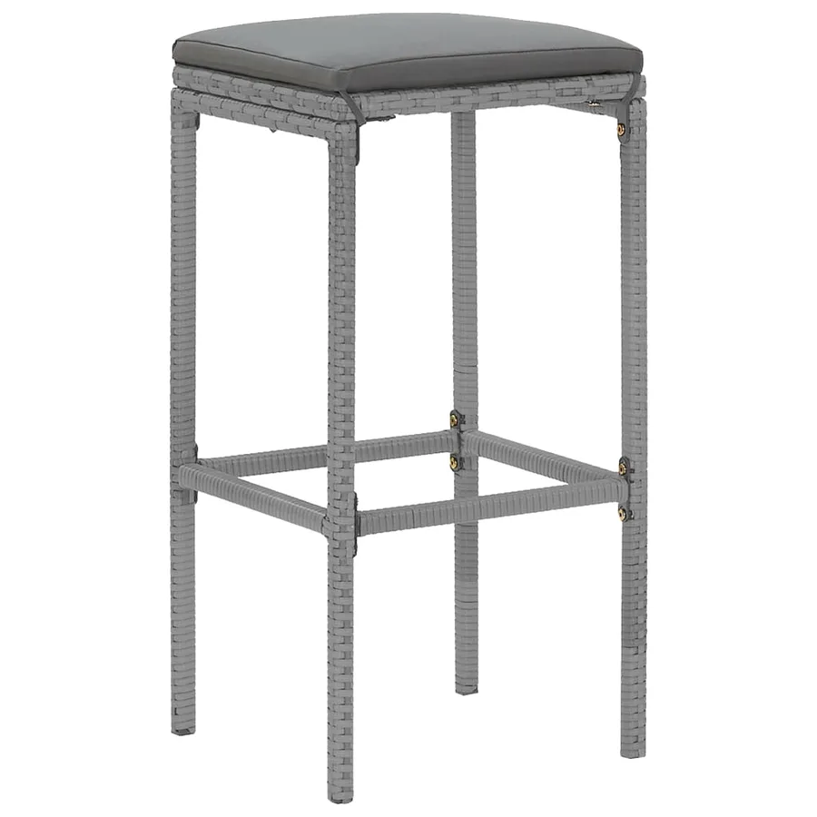 Ensemble de bar de jardin 5 pcs avec coussins gris poly rotin - 5