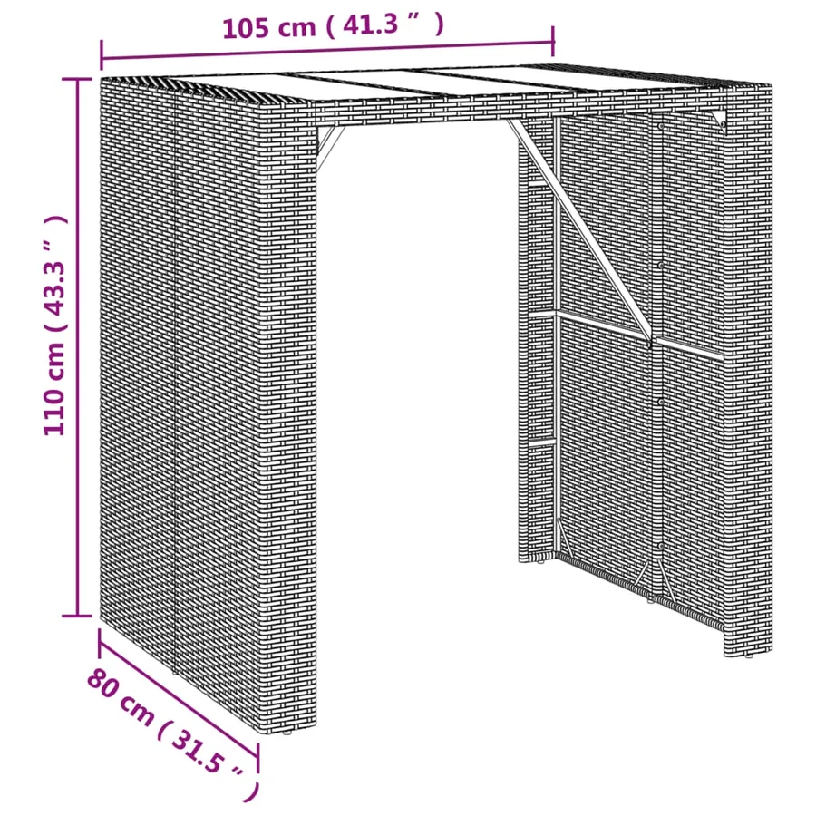 Ensemble de bar de jardin 5 pcs avec coussins gris poly rotin - 7