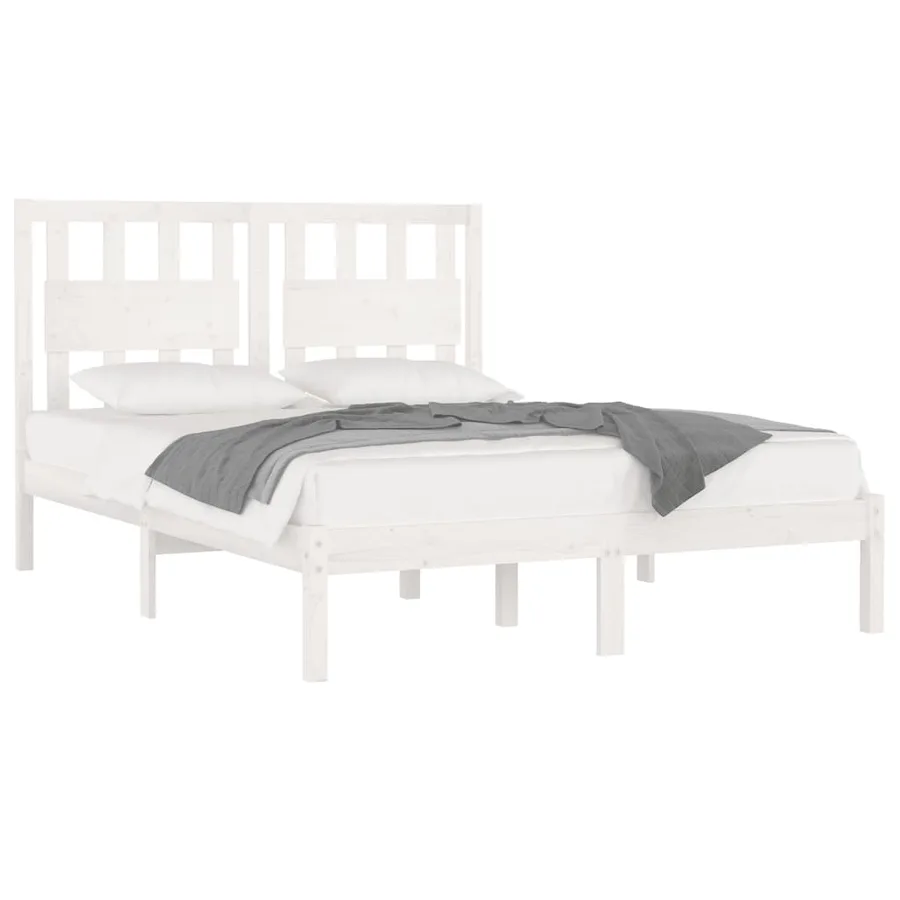 Cadre de lit sans matelas blanc bois massif - 3