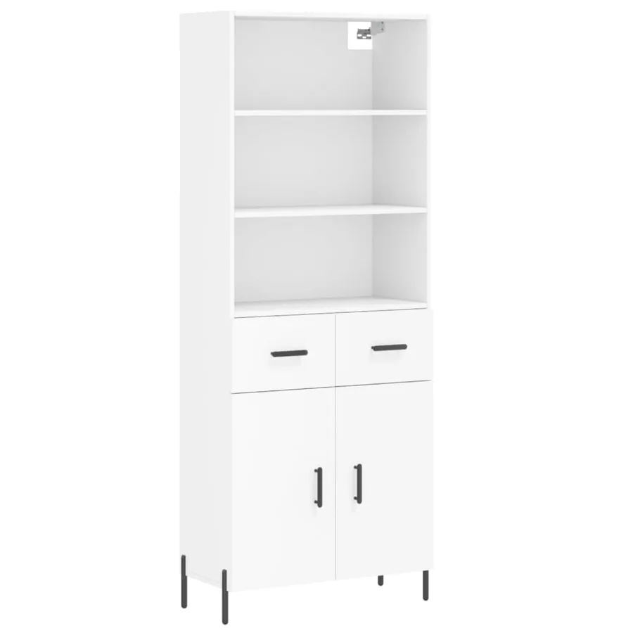 Buffet haut Blanc 69,5x34x180 cm Bois d'ingénierie - 2