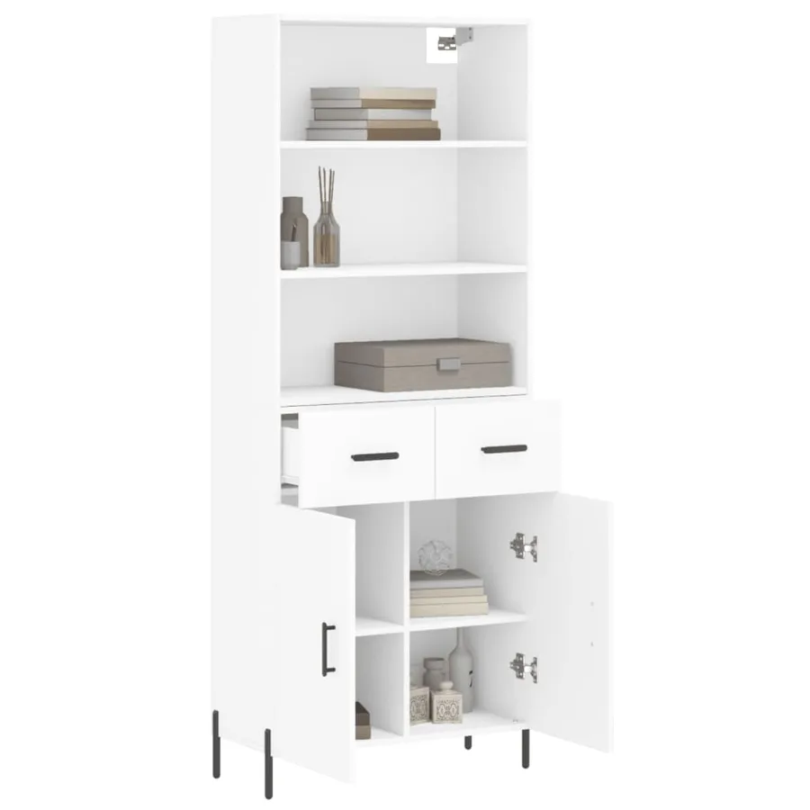 Buffet haut Blanc 69,5x34x180 cm Bois d'ingénierie - 3