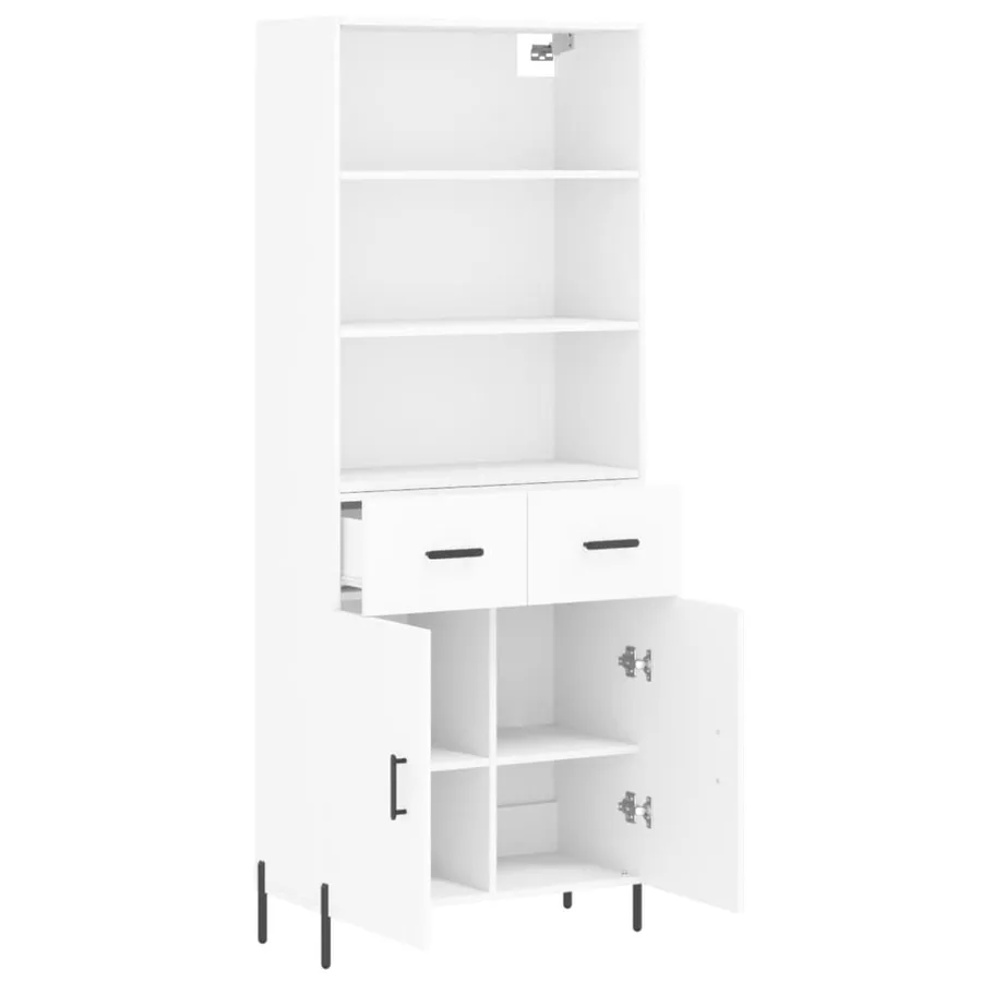 Buffet haut Blanc 69,5x34x180 cm Bois d'ingénierie - 4