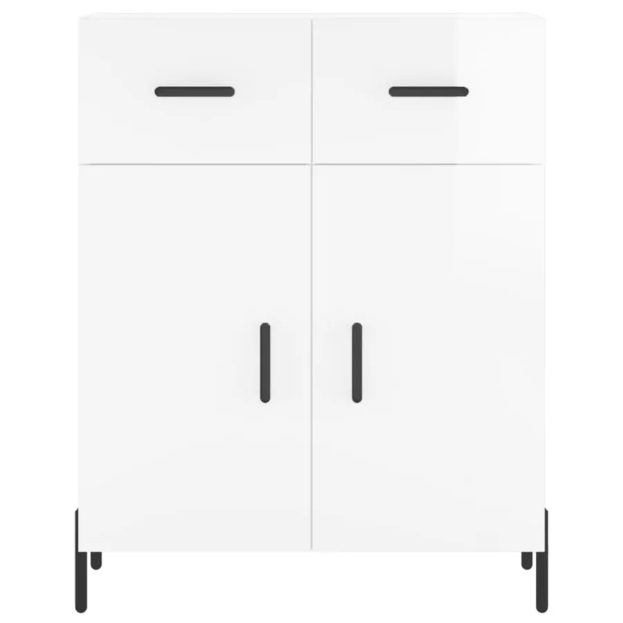 Buffet haut Blanc brillant 69,5x34x180 cm Bois d'ingénierie - 8