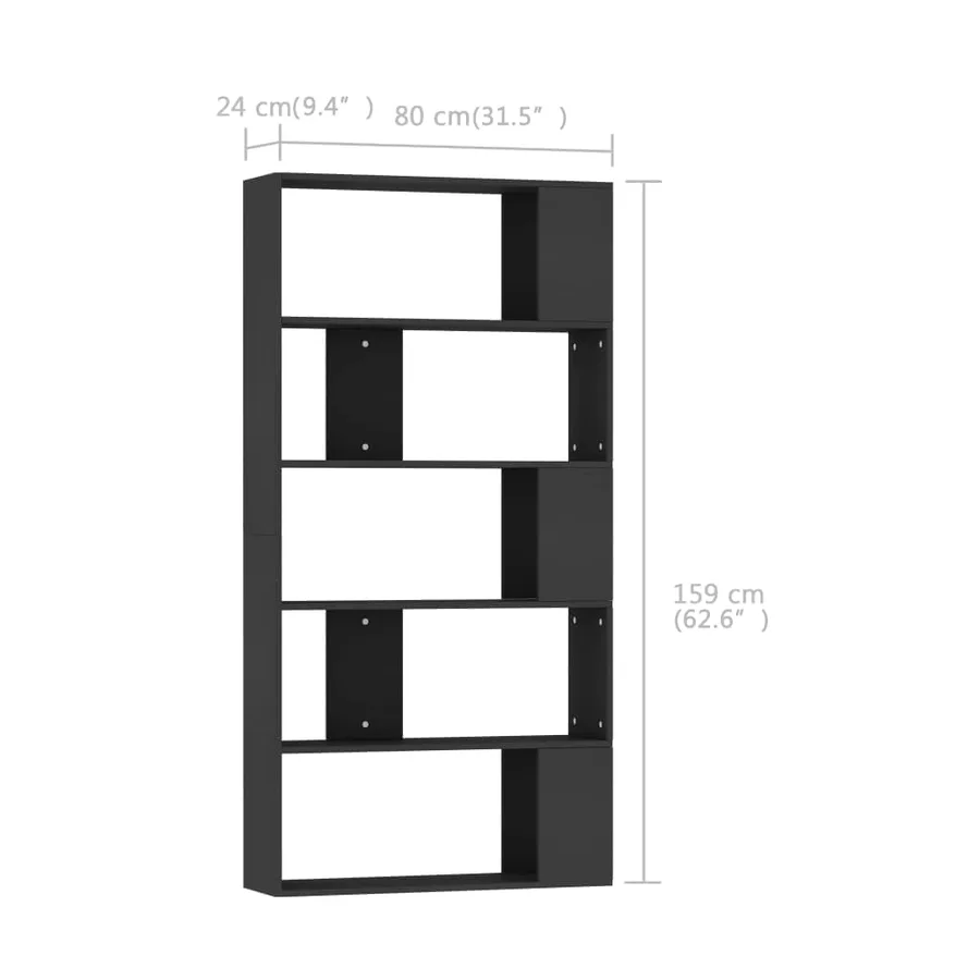Bibliothèque/Séparateur de pièce Noir Bois d’ingénierie - 7