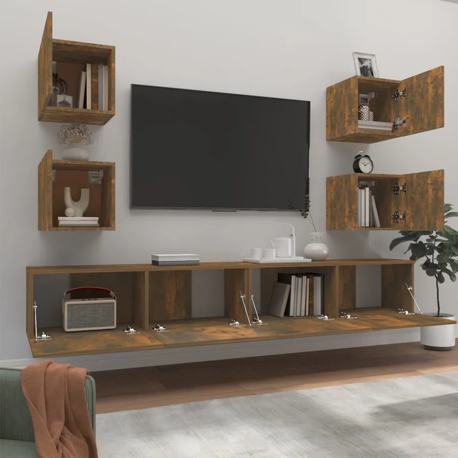 Ensemble de meubles TV 6 pcs Chêne fumé Bois d'ingénierie - 3
