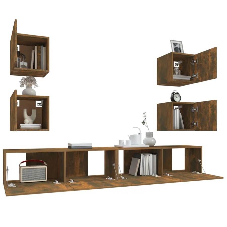 Ensemble de meubles TV 6 pcs Chêne fumé Bois d'ingénierie - 5