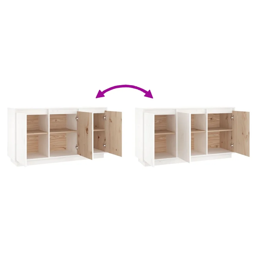 Buffet Blanc 111x34x60 cm Bois massif de pin - 5