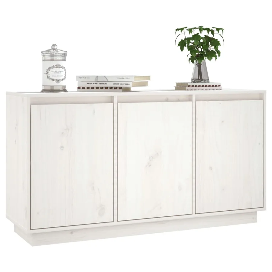 Buffet Blanc 111x34x60 cm Bois massif de pin - 8