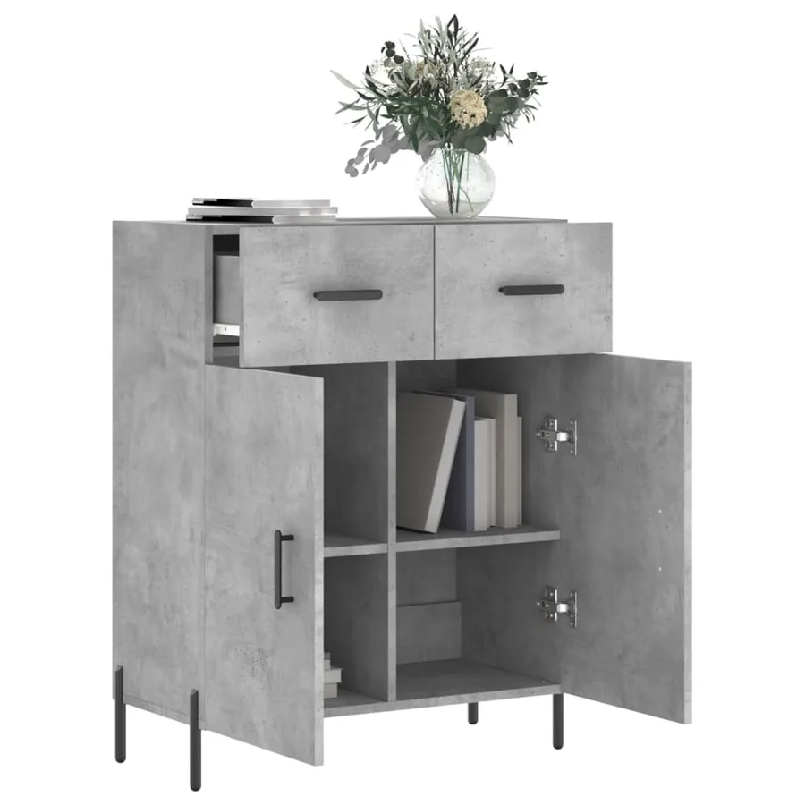 Buffet gris béton 69,5x34x90 cm bois d'ingénierie - 4