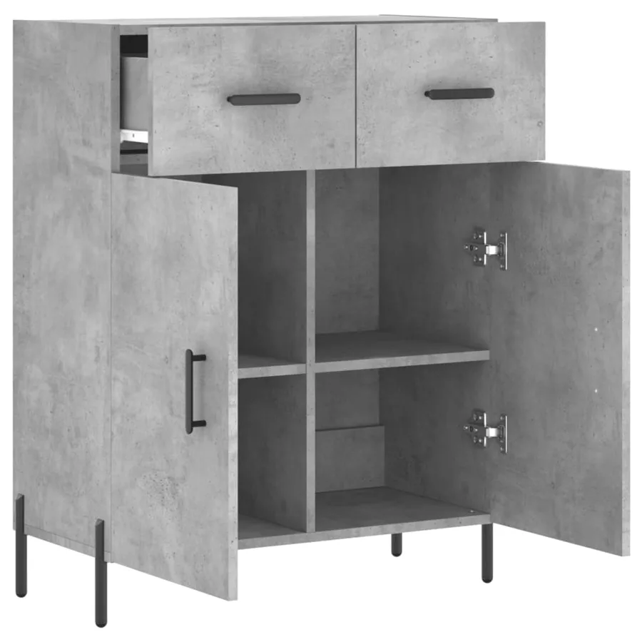 Buffet gris béton 69,5x34x90 cm bois d'ingénierie - 5