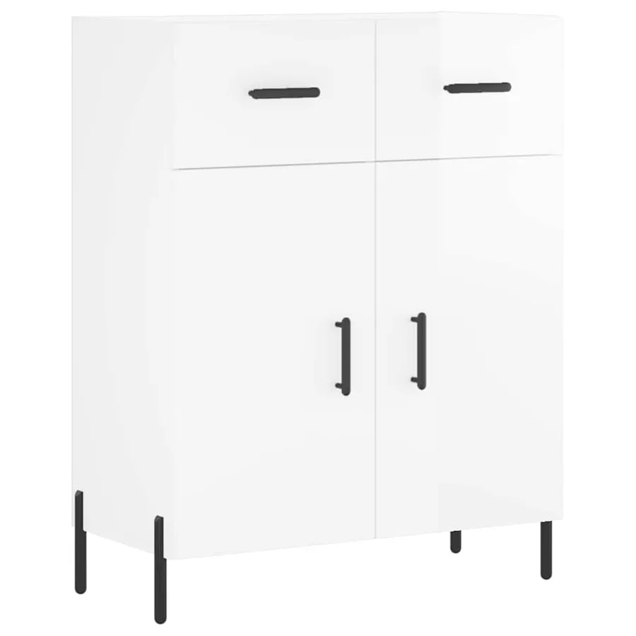 Buffet Blanc brillant 69,5x34x90 cm Bois d'ingénierie - 2