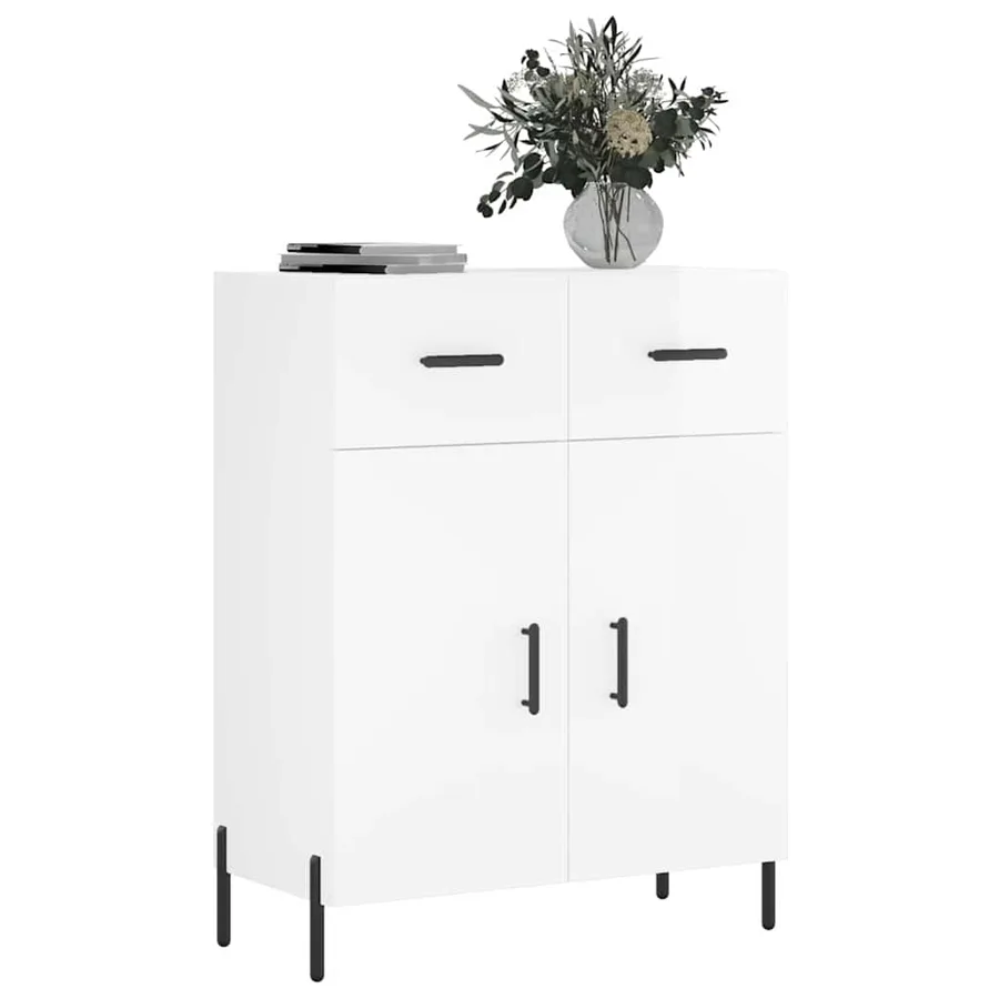 Buffet Blanc brillant 69,5x34x90 cm Bois d'ingénierie - 3
