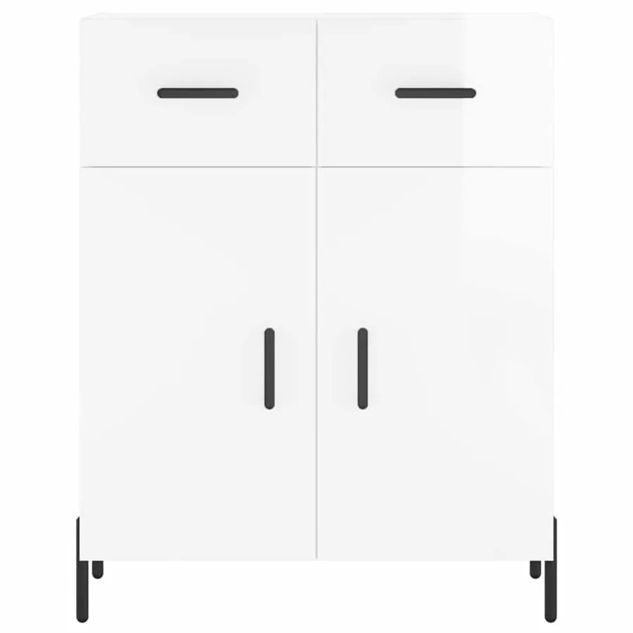 Buffet Blanc brillant 69,5x34x90 cm Bois d'ingénierie - 6