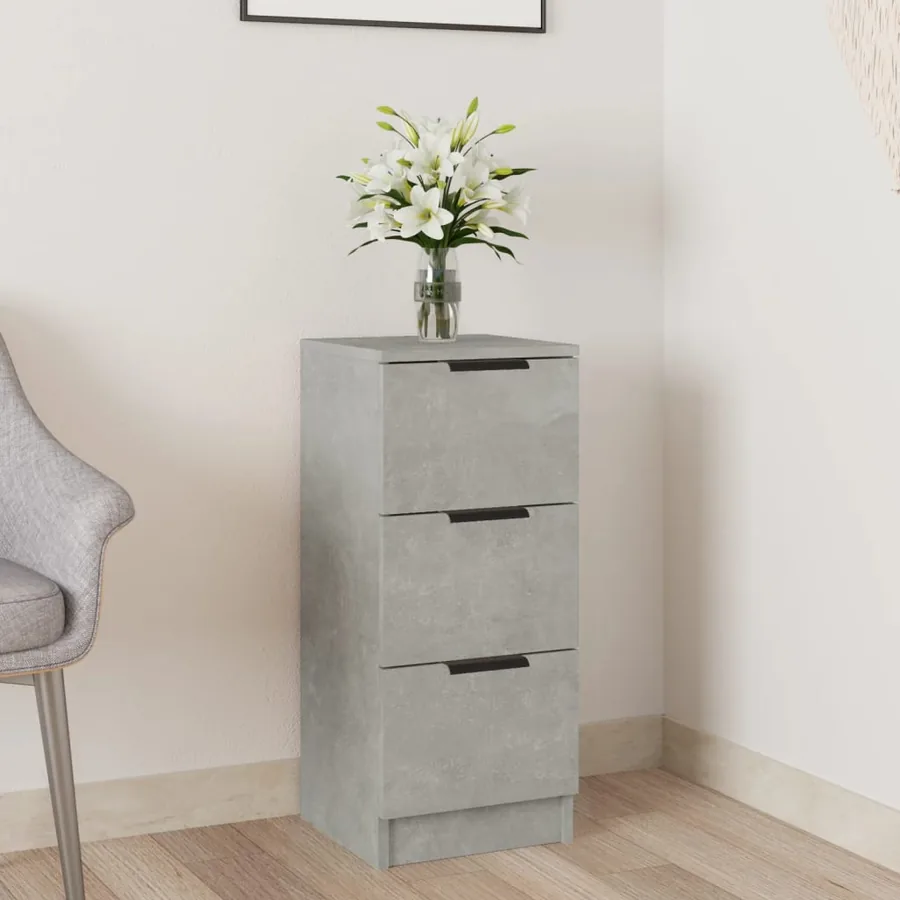 Buffet Gris béton 30x30x70 cm Bois d'ingénierie