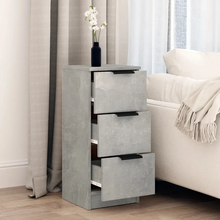 Buffet Gris béton 30x30x70 cm Bois d'ingénierie - 3