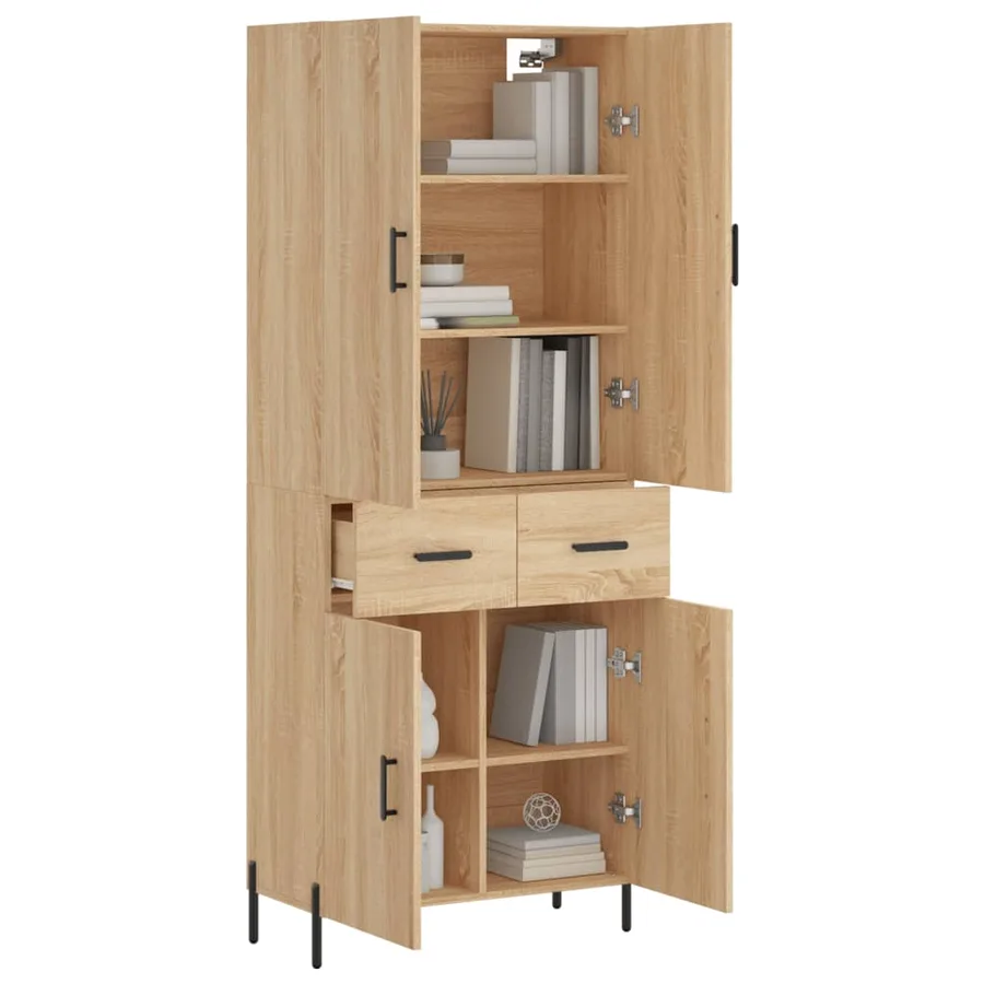 Buffet haut Chêne sonoma 69,5x34x180 cm Bois d'ingénierie - 3
