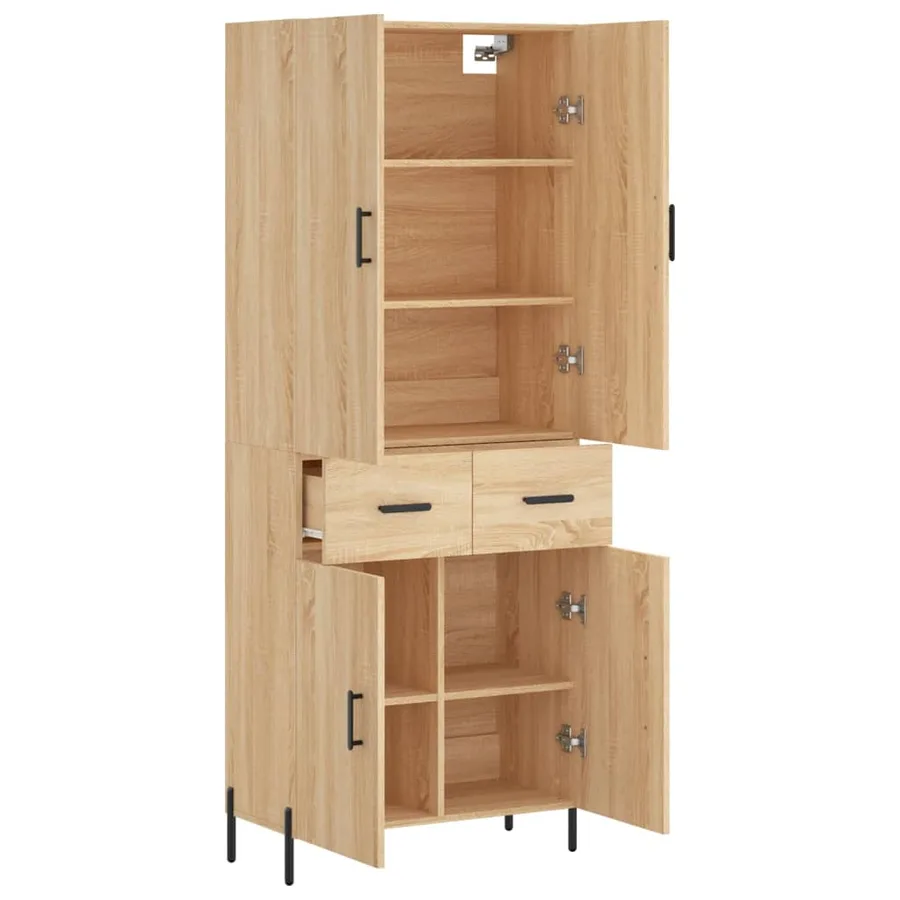 Buffet haut Chêne sonoma 69,5x34x180 cm Bois d'ingénierie - 4