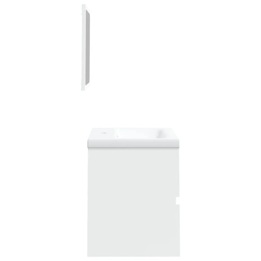 Armoire lavabo de salle de bain avec bassin et miroir Blanc - 5