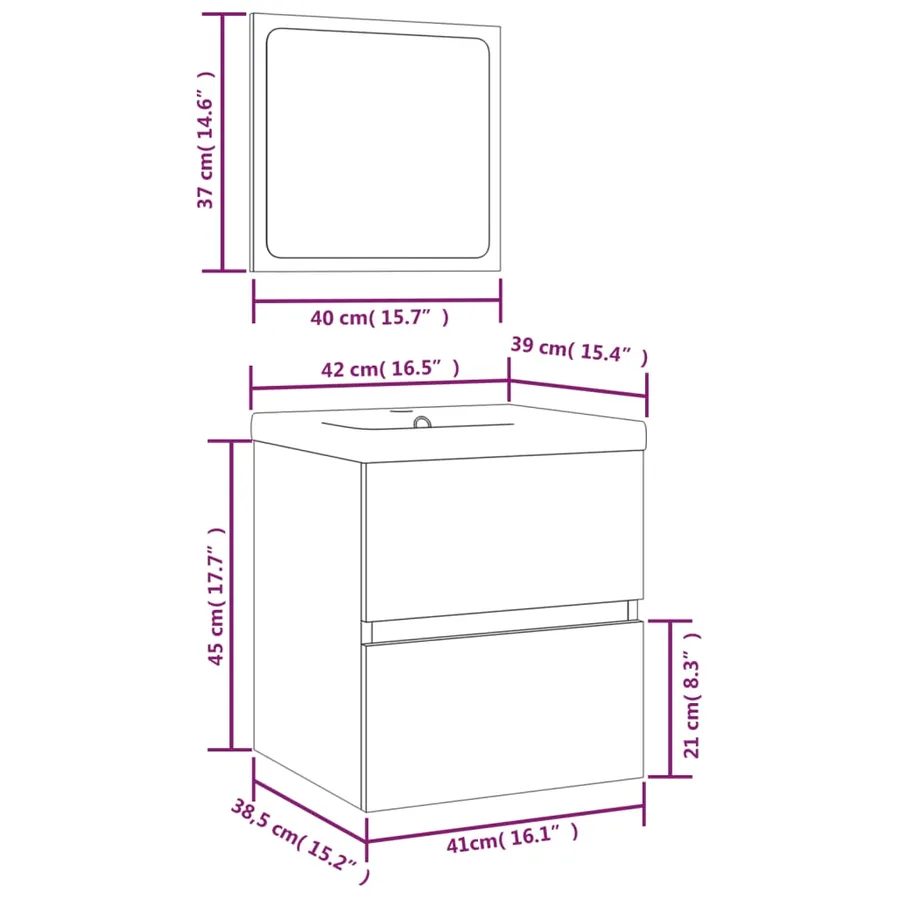 Armoire lavabo de salle de bain avec bassin et miroir Blanc - 7