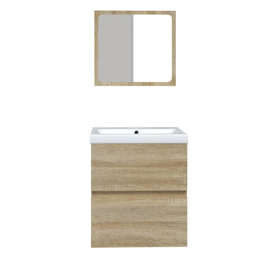 Armoire lavabo de salle de bain bassin et miroir Chêne sonoma - 4