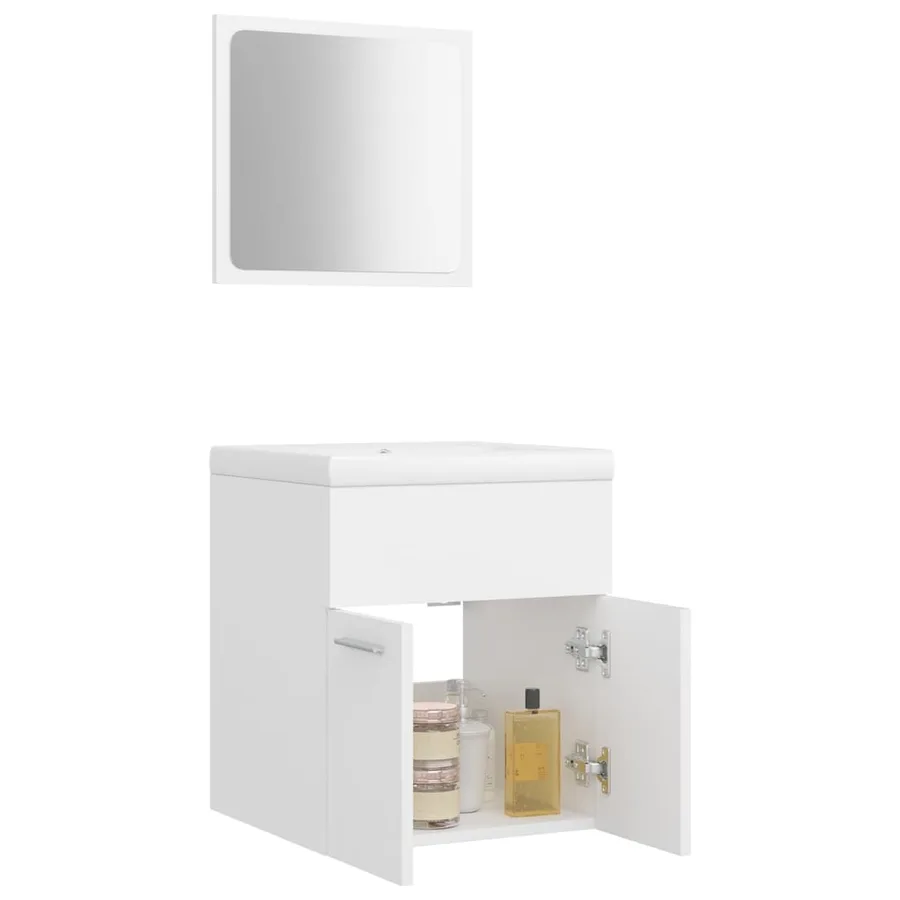Ensemble de meubles de salle de bain Blanc Aggloméré - 4