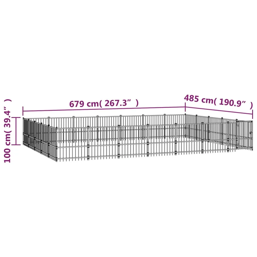 Chenil d'extérieur pour chiens Acier 32,93 m² - 6