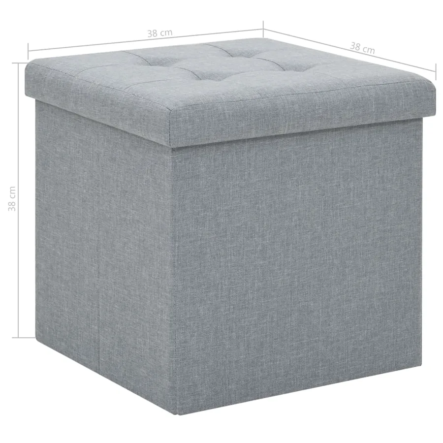 Tabouret de rangement pliable Gris clair Faux lin - 8