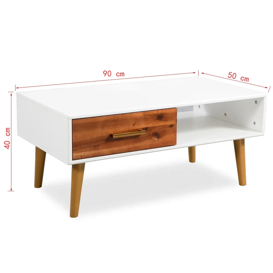 Table basse Bois d'acacia massif 90x50x40 cm - 8