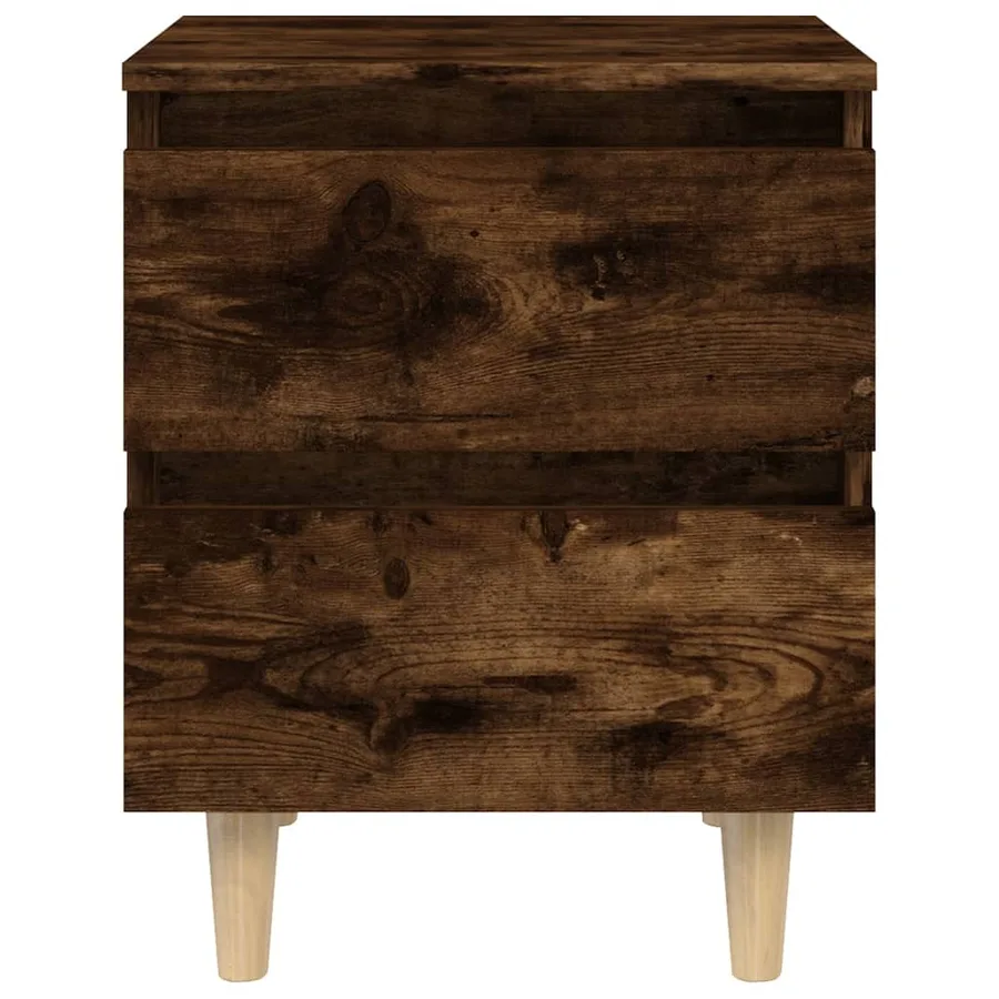 Table de chevet avec pieds en bois Chêne fumé 40x35x50 cm - 5