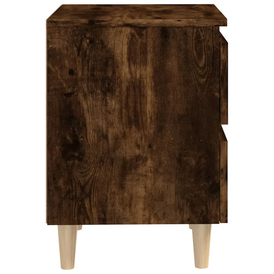 Table de chevet avec pieds en bois Chêne fumé 40x35x50 cm - 6