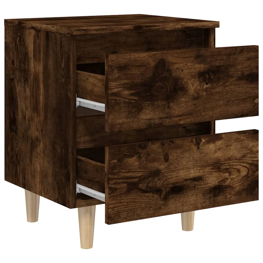 Table de chevet avec pieds en bois Chêne fumé 40x35x50 cm - 7