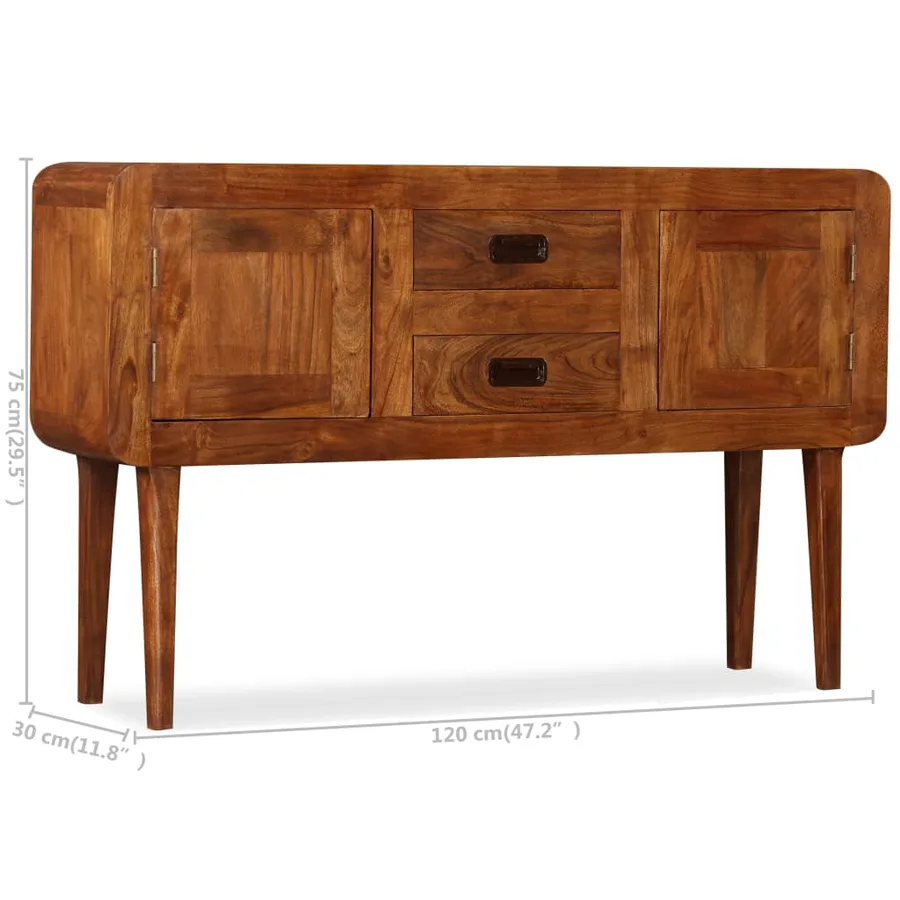 Buffet Bois massif avec finition miel 120x30x75 cm - 11
