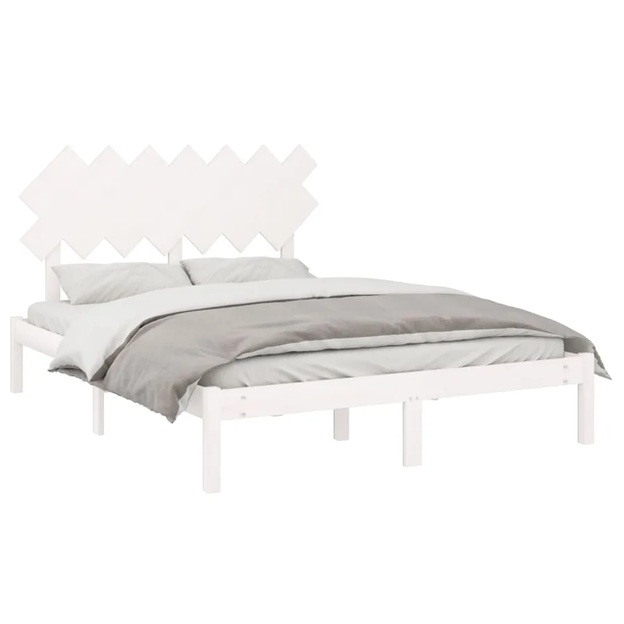 Cadre de lit sans matelas blanc 140x200 cm bois massif - 3