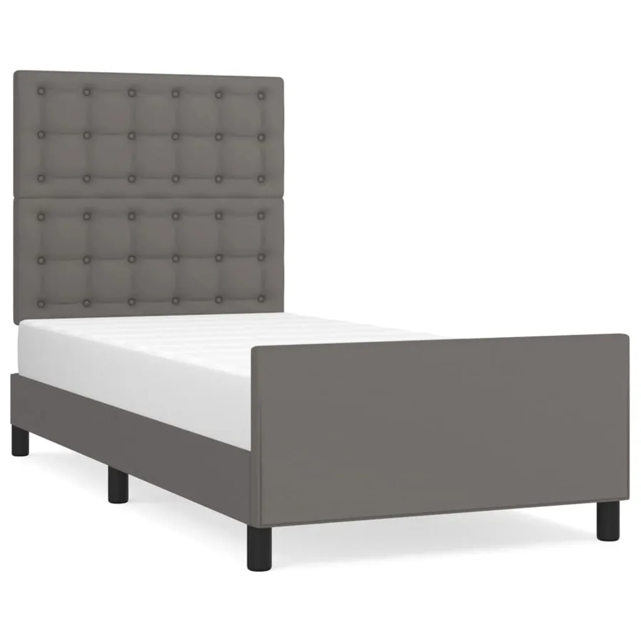 Cadre de lit sans matelas gris 100x200 cm similicuir - 2