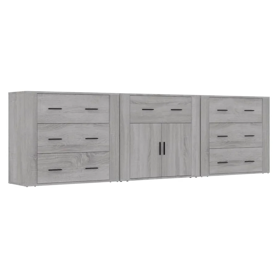 Buffets 3 pcs Sonoma gris Bois d'ingénierie - 2