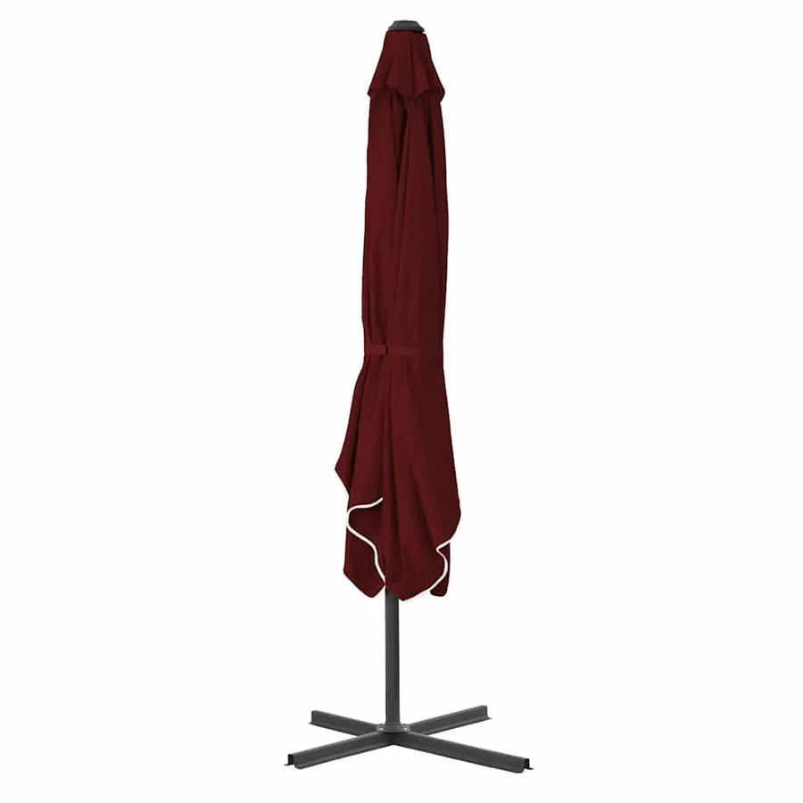 Parasol de jardin et mât en acier rouge bordeaux 250x250x230 cm - 3