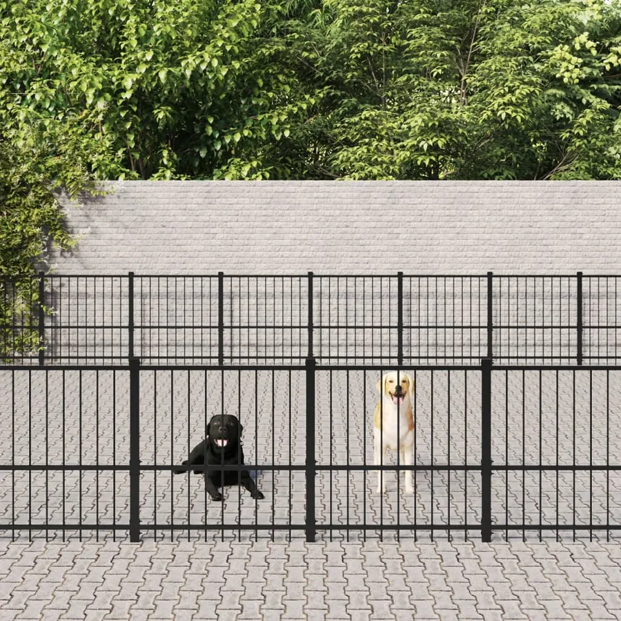 Chenil d'extérieur pour chiens Acier 84,68 m²