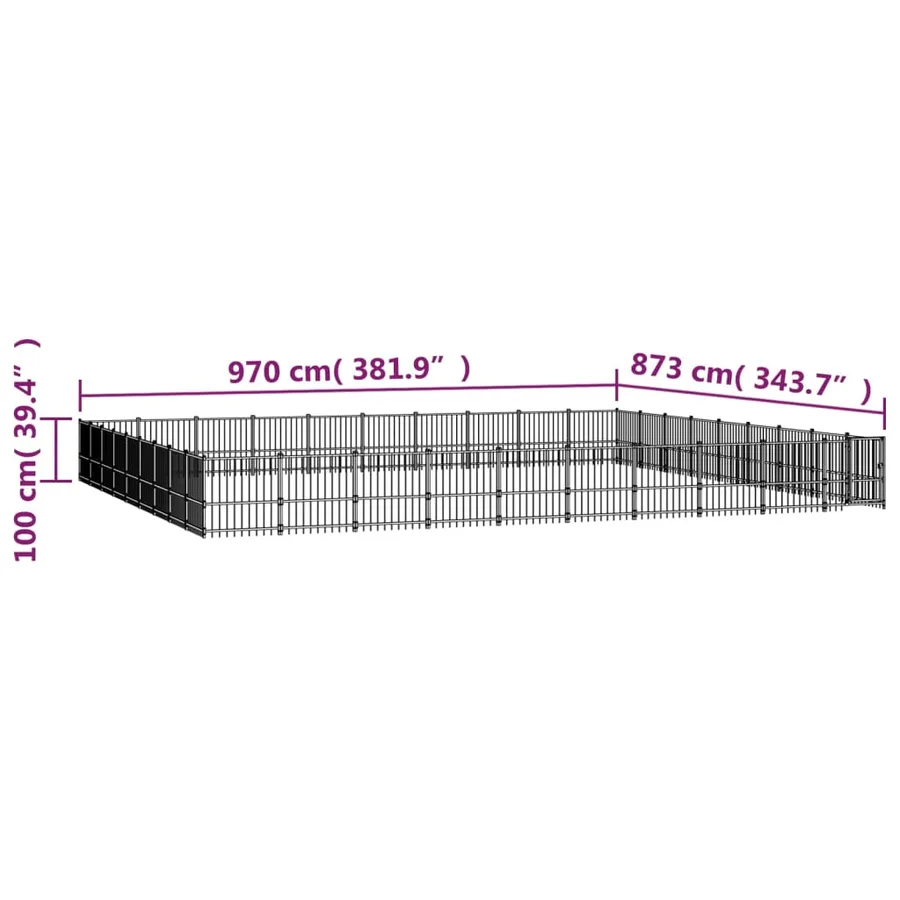 Chenil d'extérieur pour chiens Acier 84,68 m² - 6