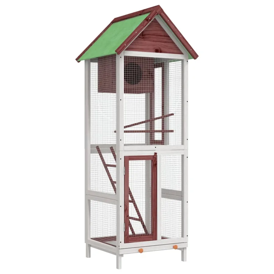 Maison à oiseaux moka 60x58,5x160 cm bois massif de pin - 2