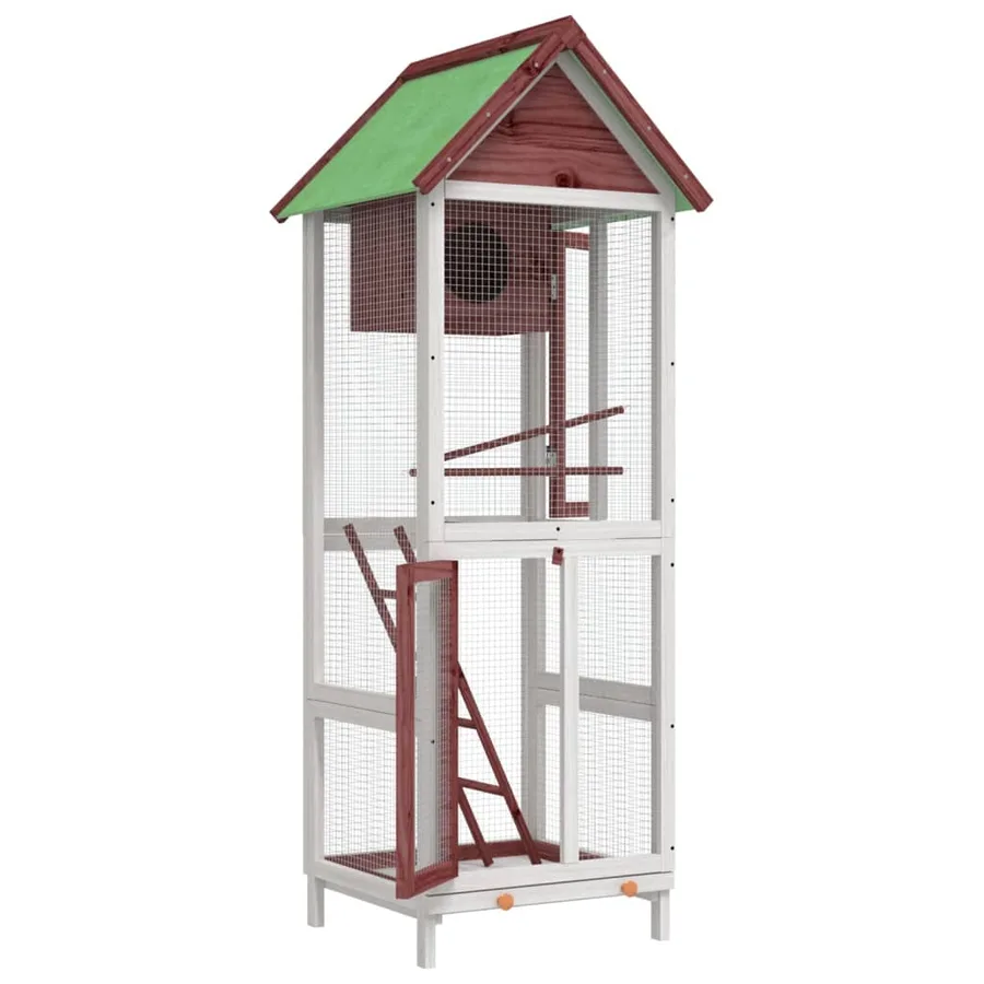 Maison à oiseaux moka 60x58,5x160 cm bois massif de pin - 4