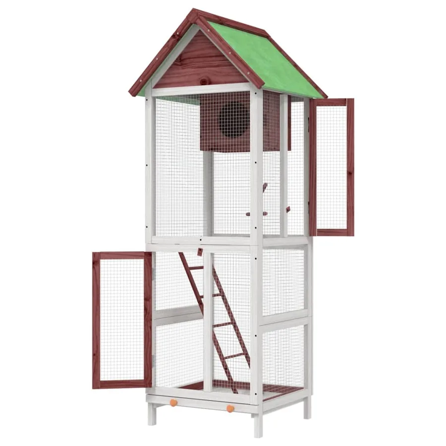 Maison à oiseaux moka 60x58,5x160 cm bois massif de pin - 6