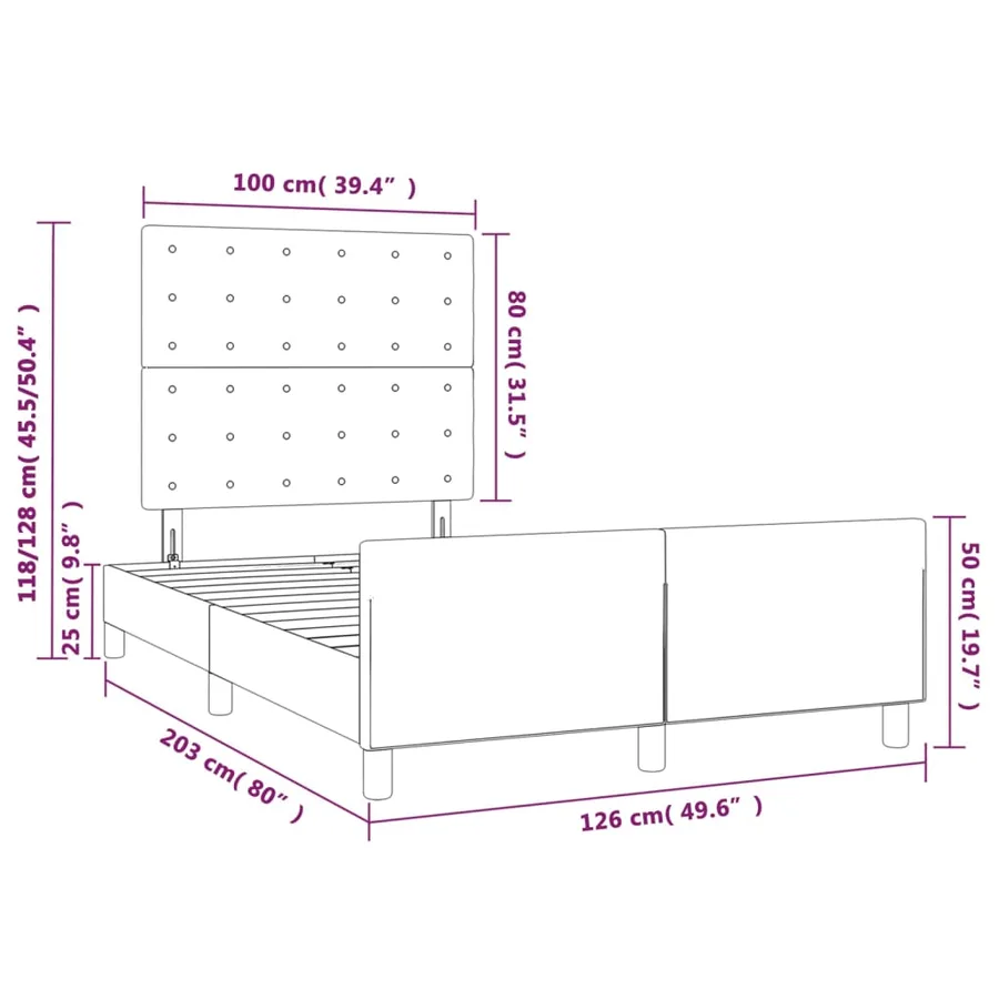 Cadre de lit sans matelas gris 120x200 cm similicuir - 14