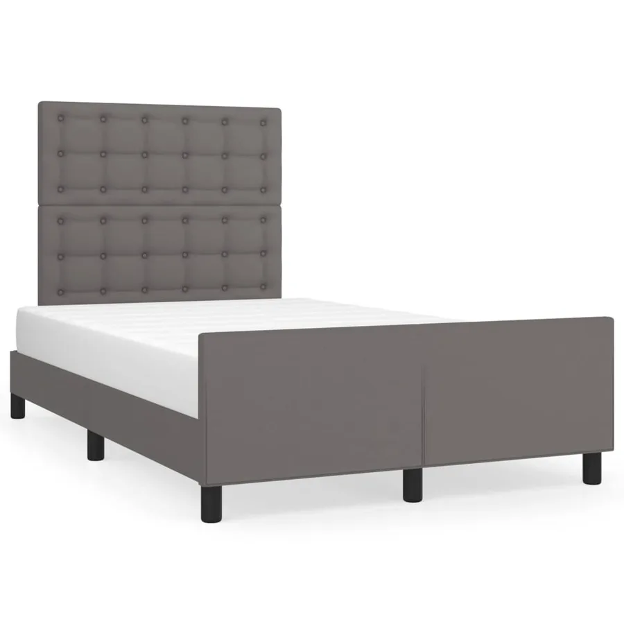 Cadre de lit sans matelas gris 120x200 cm similicuir - 2