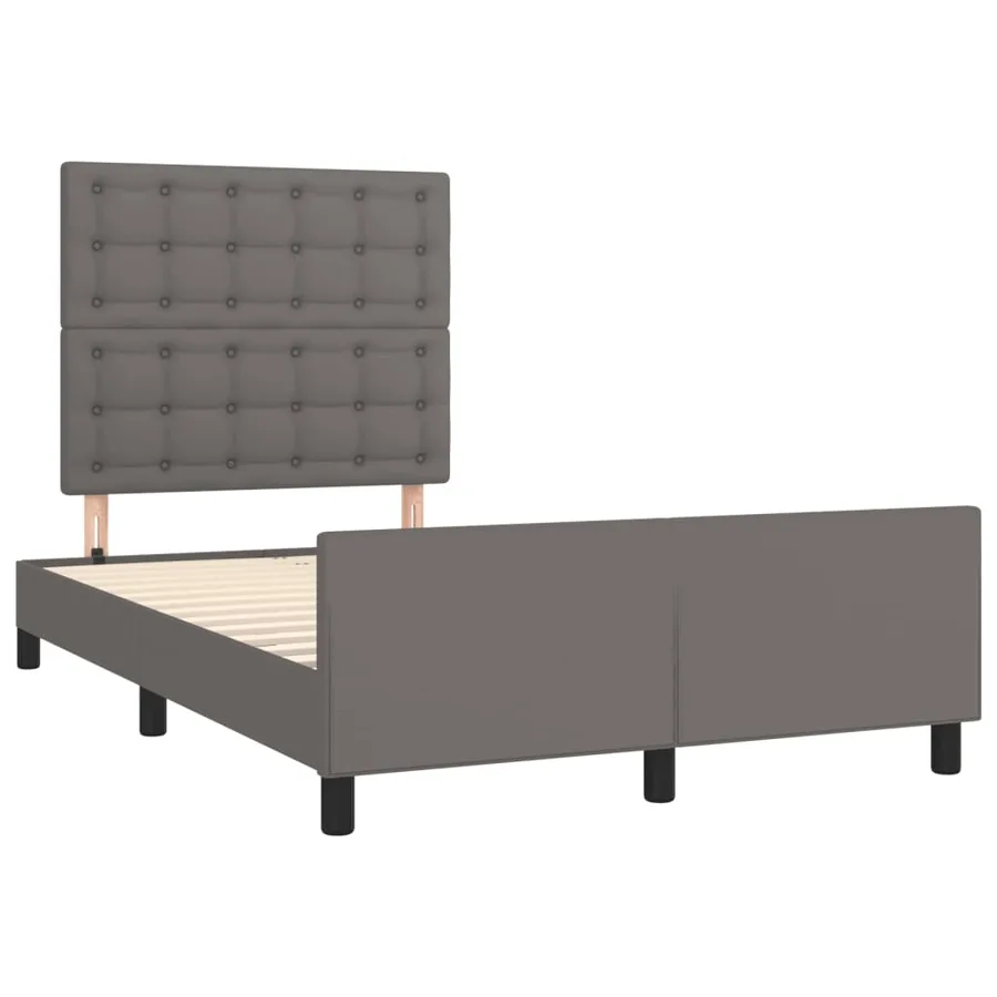 Cadre de lit sans matelas gris 120x200 cm similicuir - 4