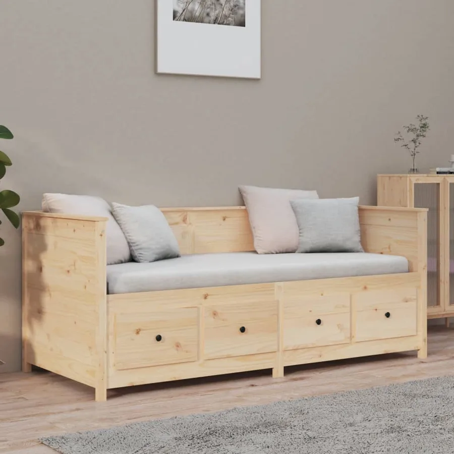 Lit de jour sans matelas 75x190 cm bois de pin massif - 4