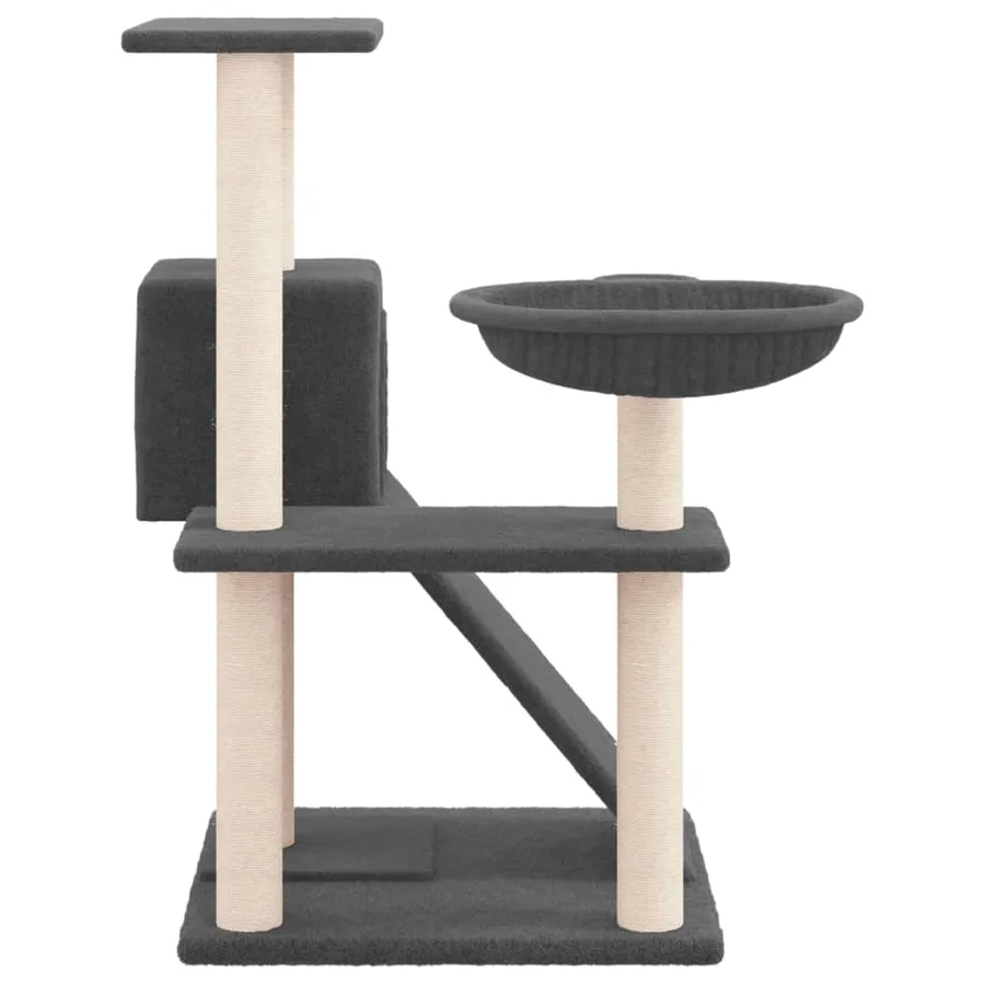 Arbre à chat avec griffoirs en sisal Gris foncé 82 cm - 4