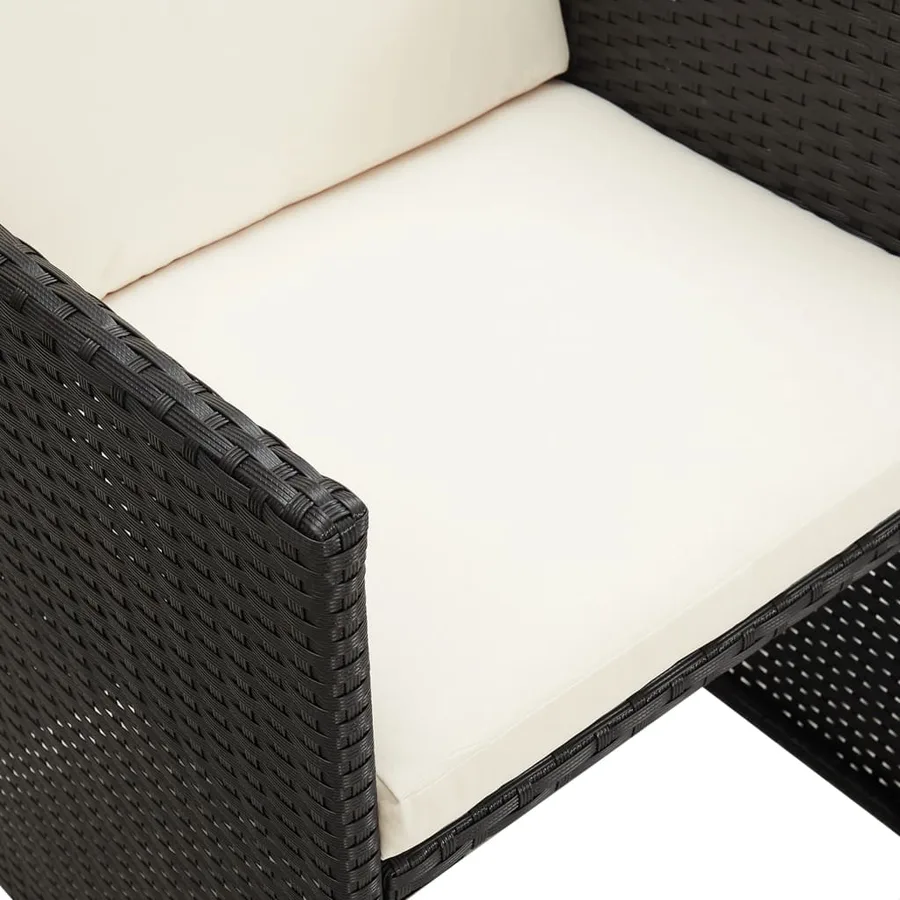 Chaises de jardin lot de 2 avec coussins Résine tressée Noir - 9