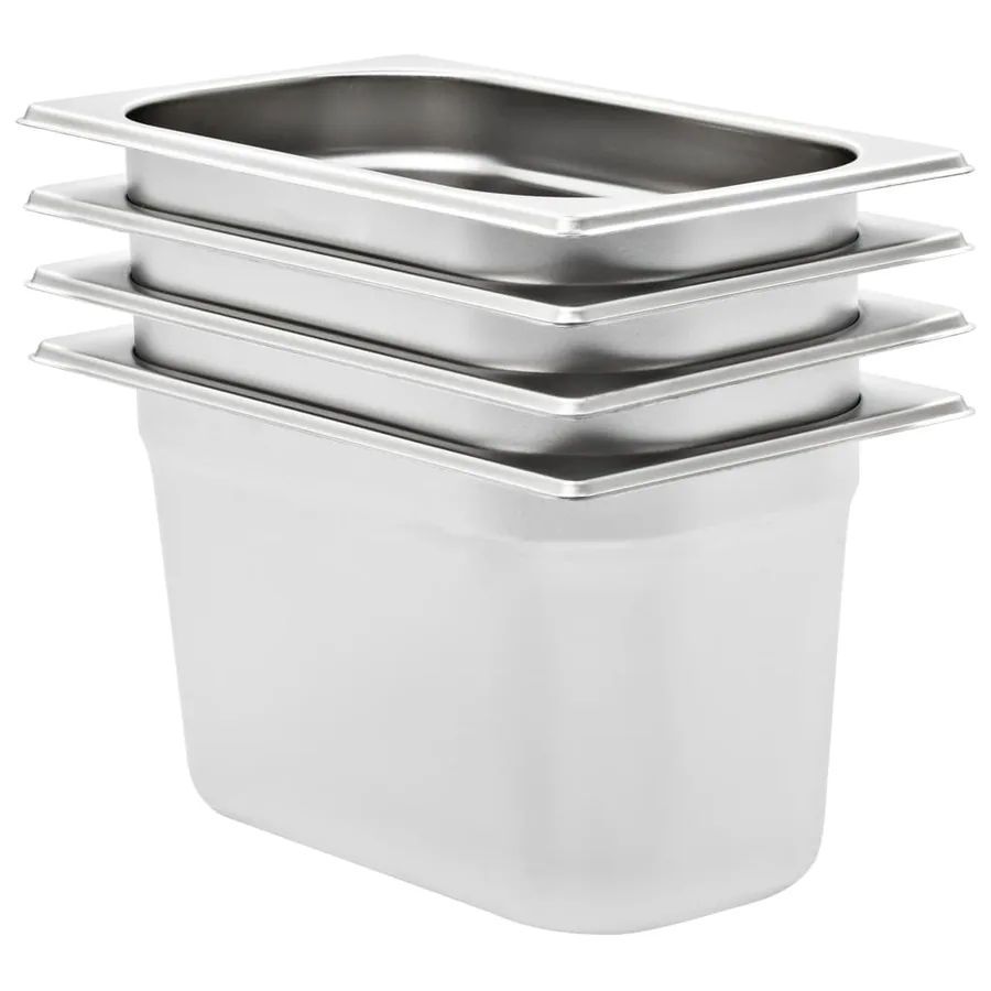 Récipients Gastronorm 4 pcs GN 1/4 150 mm Acier inoxydable