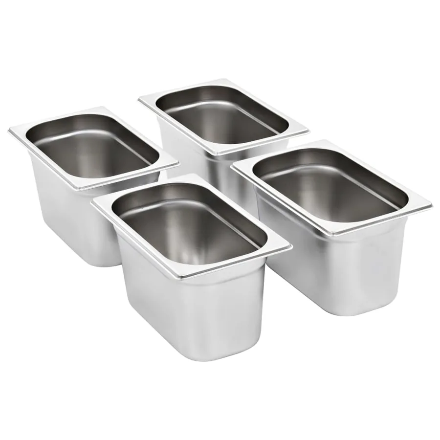 Récipients Gastronorm 4 pcs GN 1/4 150 mm Acier inoxydable - 2