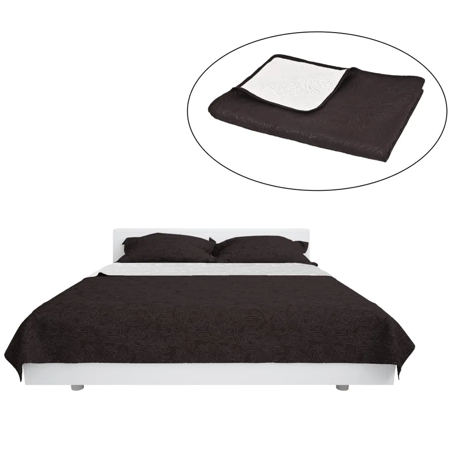 Couvre-lit à double face matelassé 230 x 260 cm Crème et marron - 2